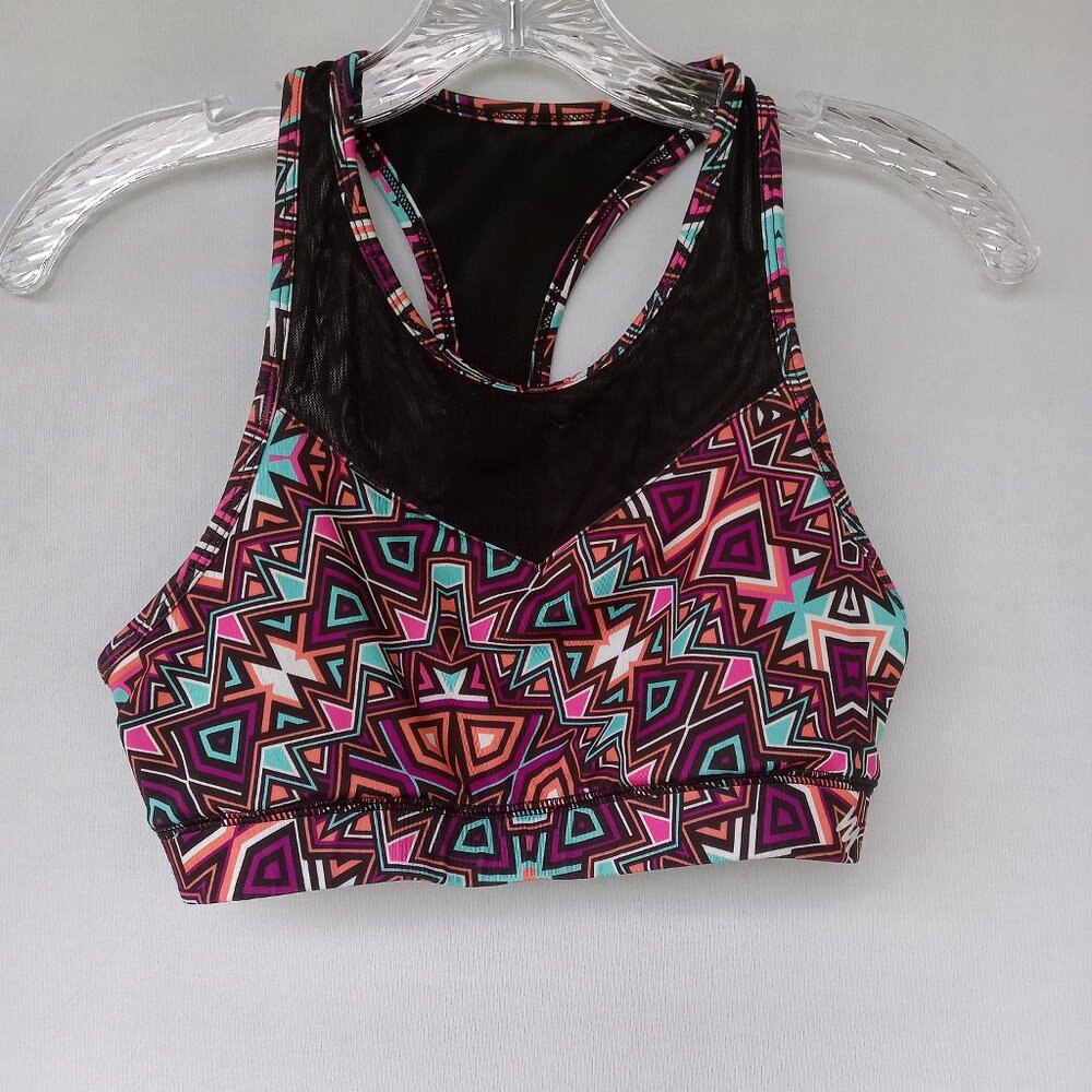 NICOLE MILLER New York Active Yoga‎ Workout Corsu Print Sport Bra Size S